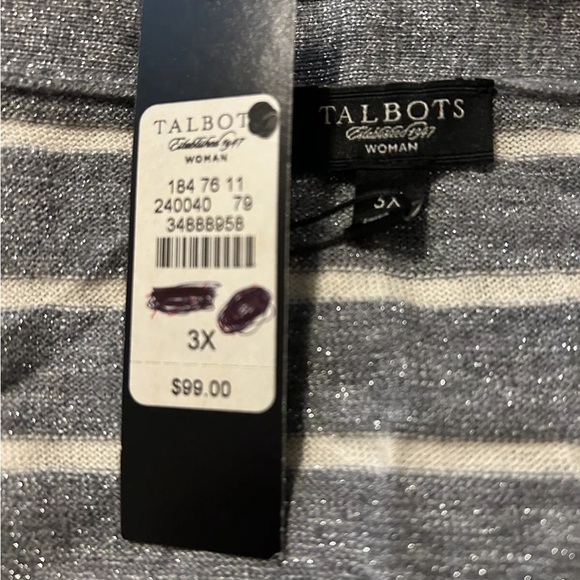 TALBOTS STRIPED BUTTON DOWN KNIT TOP SHORT SLEEVES BRIGHT SIZE 3X - Picture 5 of 6